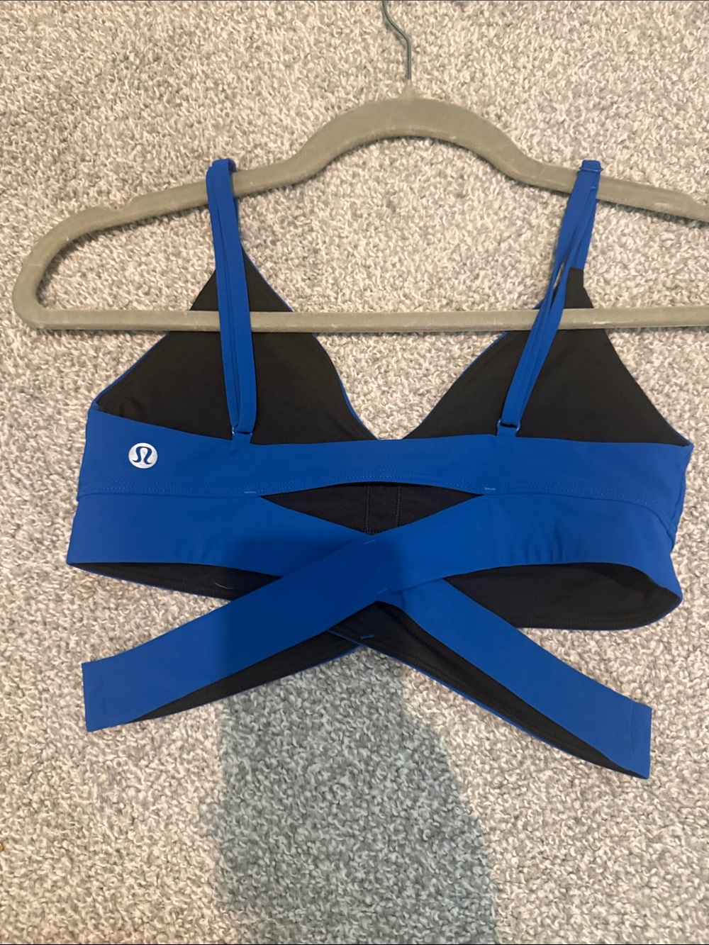 lululemon athletica Cobalt Blue and Black Crisscross Swim Top